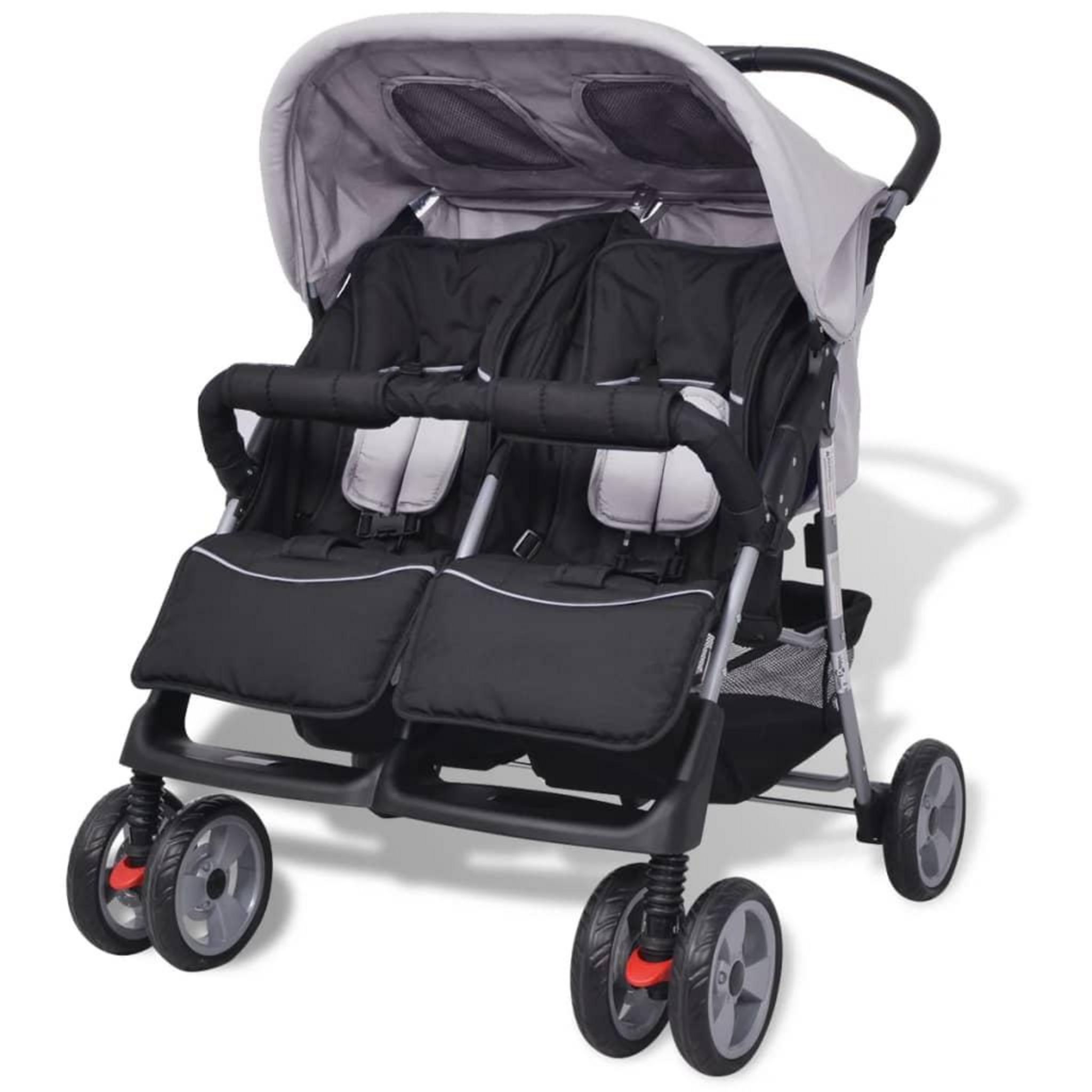 VIDAXL Poussette bebe a 3 roues Taupe et noir Acier pas cher