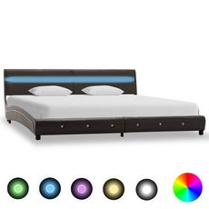 Cadre de lit avec LED Gris Similicuir 180x200 cm