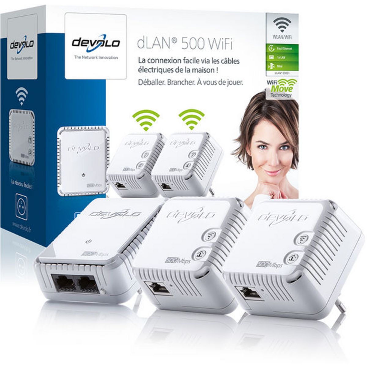 CPL Devolo dLAN 550 WiFi Adaptateur Powerlan (500 Mbit-s, complément, 1 x  port LAN, Power Line WiFi, répéteur WiFi, ampl 23441 - Cdiscount  Informatique