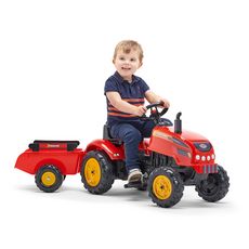 Tracteur à pédales X Tractor avec capot ouvrant et remorque inclus - Rouge