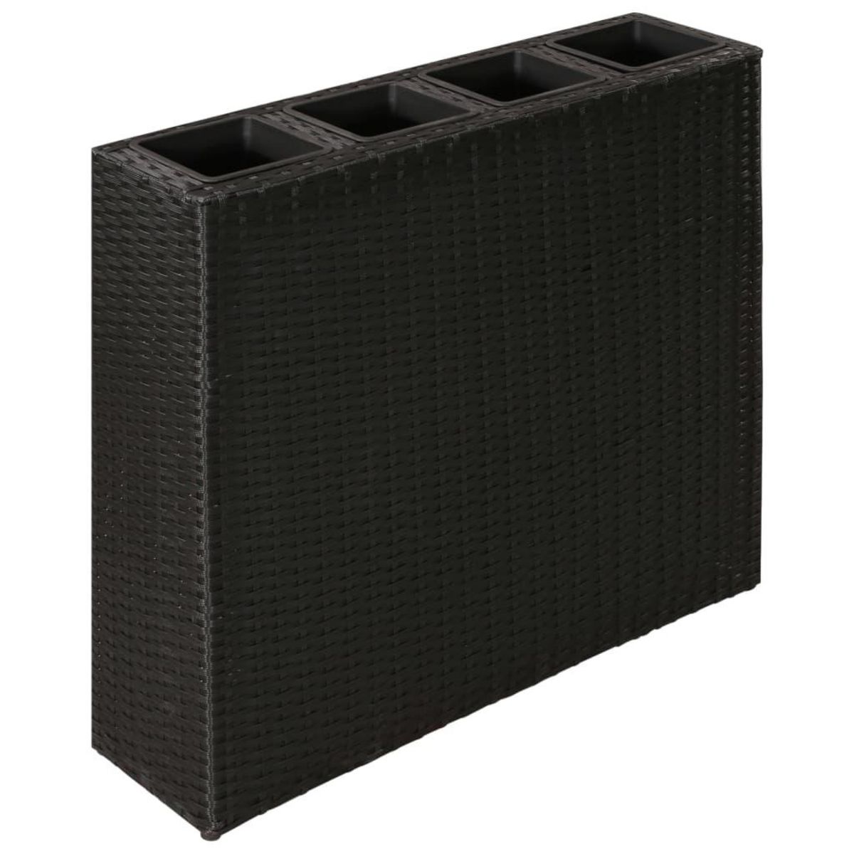 VIDAXL Lit sureleve de jardin avec 4 pots Resine tressee Noir
