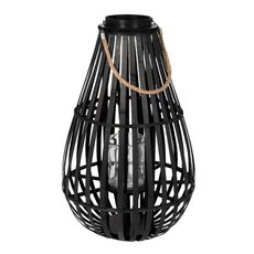Lanterne Déco en Bambou  Goutte  70cm Noir