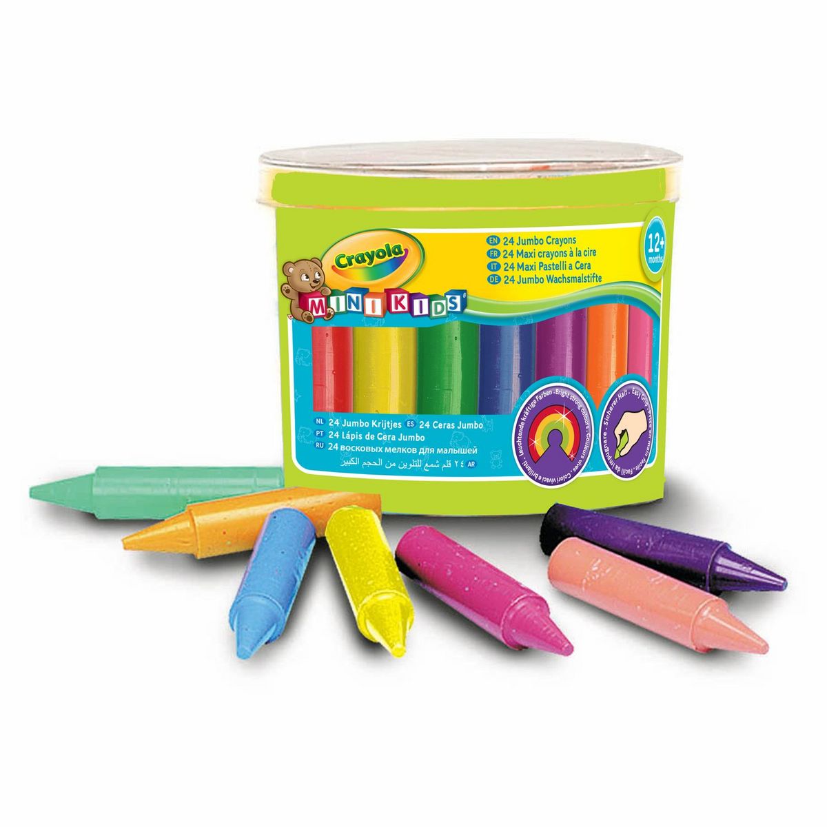 LUTER 24 Pièces Crayons Gras Ronds Courts Mini Crayons en Bois