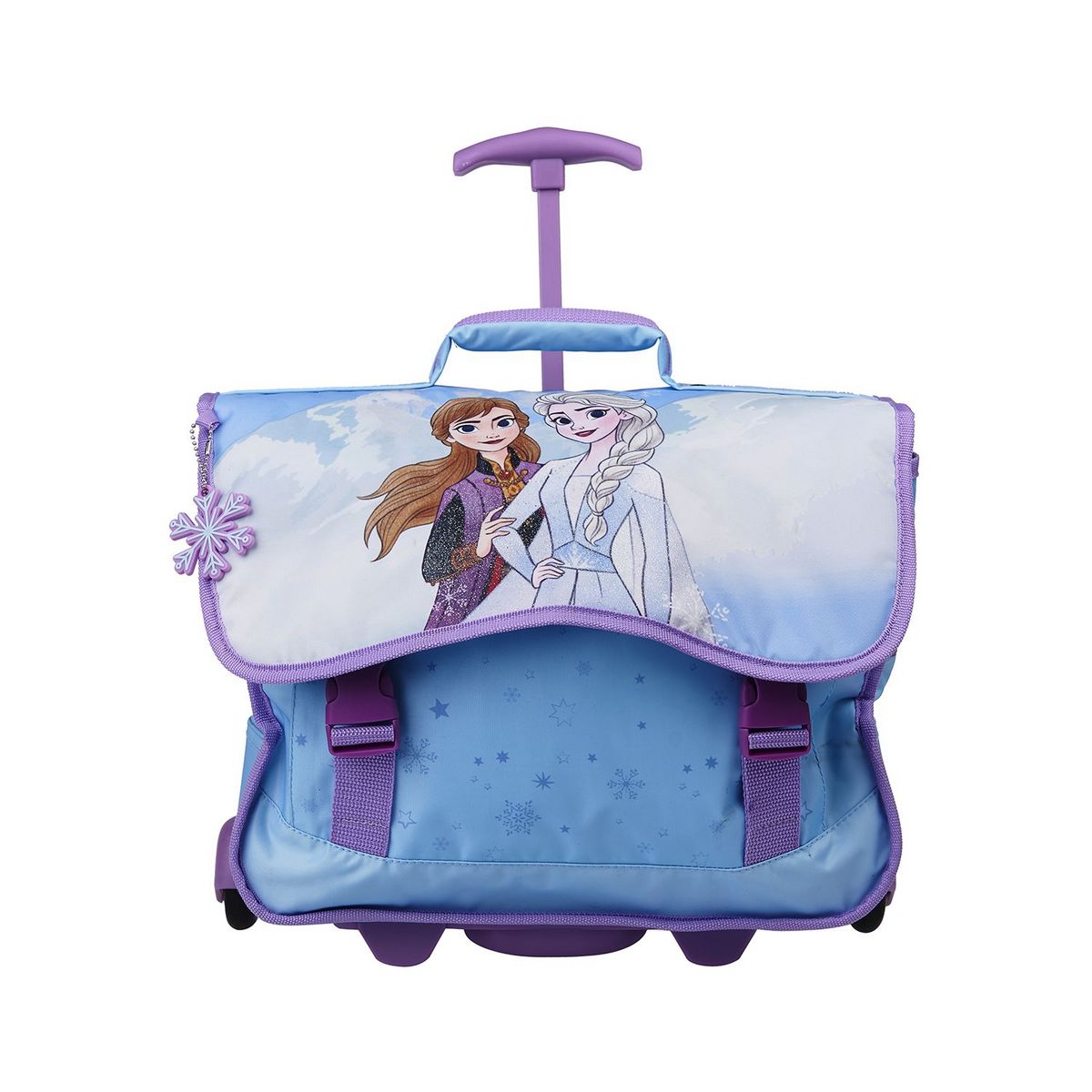 Cartable roulettes 38 cm CP CE1 CE2 bleu et violet Reine des Neiges