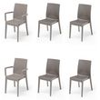 ARETA Lot de 4 chaises et de 2 fauteuils taupe URANO