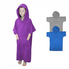 VIVEZEN Serviette poncho de bain ou de plage avec poche - Enfant (Violet)