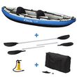 KANGUI Canoë Kayak gonflable Bleu 1 à 2 places + pagaie + sac transport + pompe double action+ kit de réparation
