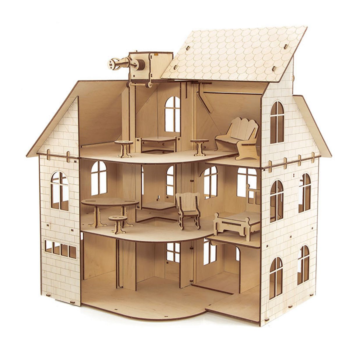 Maquette 3D en bois - Maison de Poupées 54 cm pas cher 