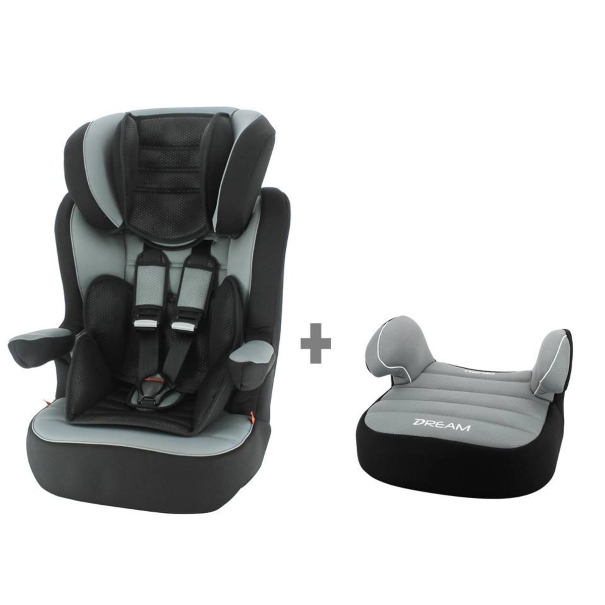 AUCHAN BABY Rehausseur auto bébé groupe 1/2/3 A30 gris pas cher 