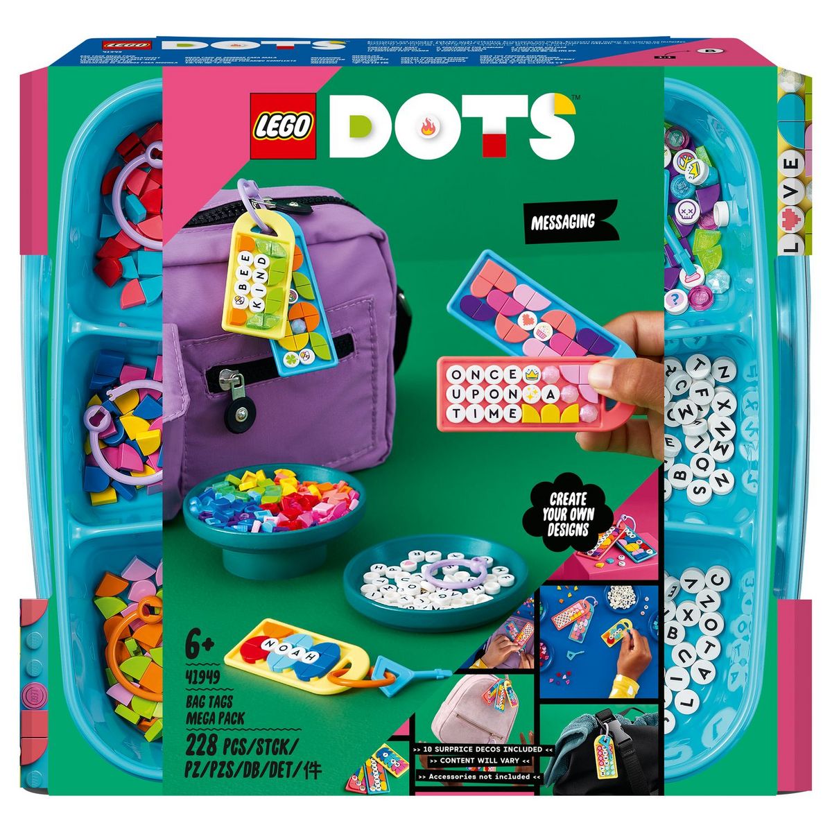 LEGO DOTS 41949 La Méga-Boîte de Porte-clés - Messages, Loisirs Créatifs Enfants