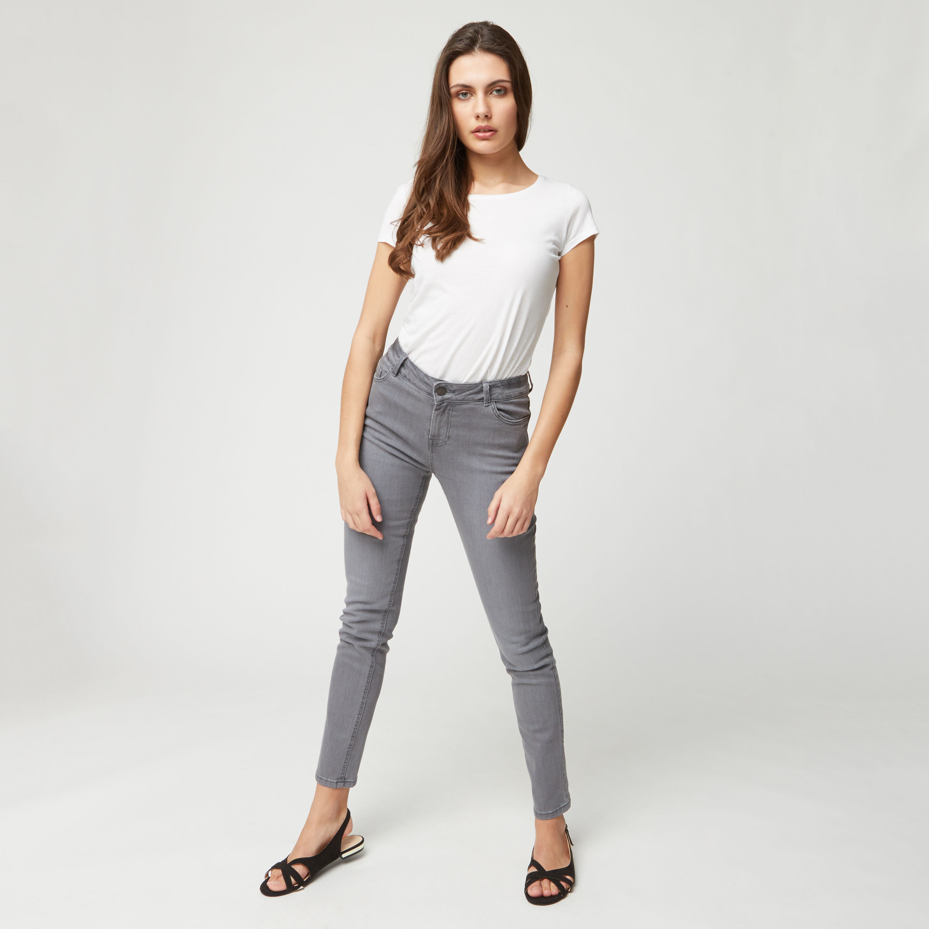 Jean slim gris outlet femme