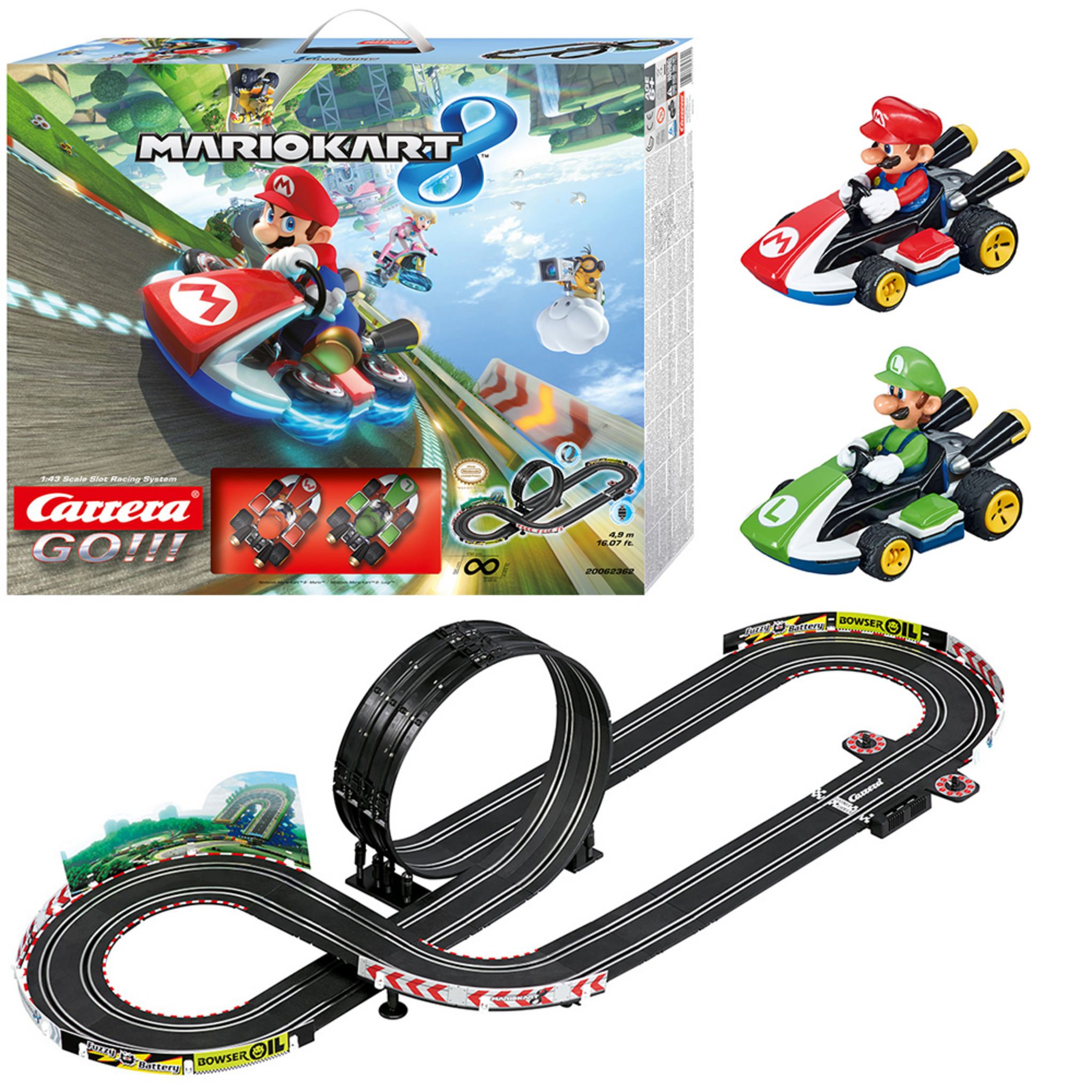 Carrera FIRST Nintendo Mario Kart – Circuit de course électrique avec  voitures miniatures Mario et Luigi – Jouet pour enfants à partir de 3 ans