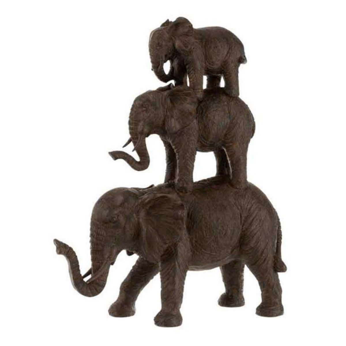 Paris Prix Statuette Déco  3 Éléphants  40cm Marron