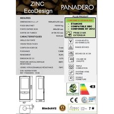 PANADERO Poêle à bois ZINC Ecodesign