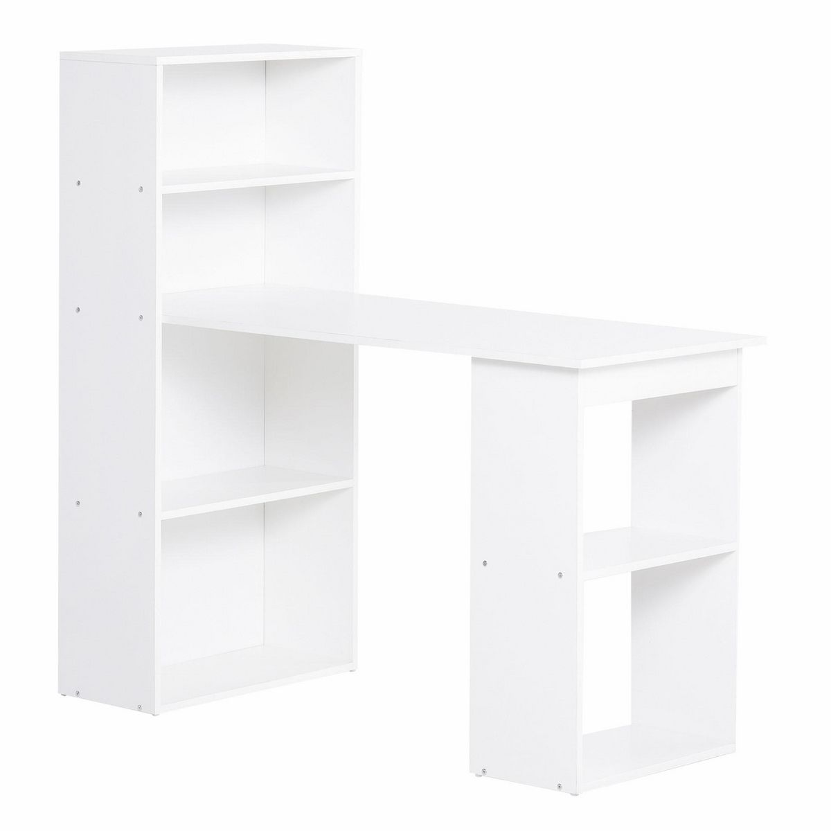 Bureau informatique multimédia multi-rangements 120L x 55l x 85H cm  panneaux particules blanc