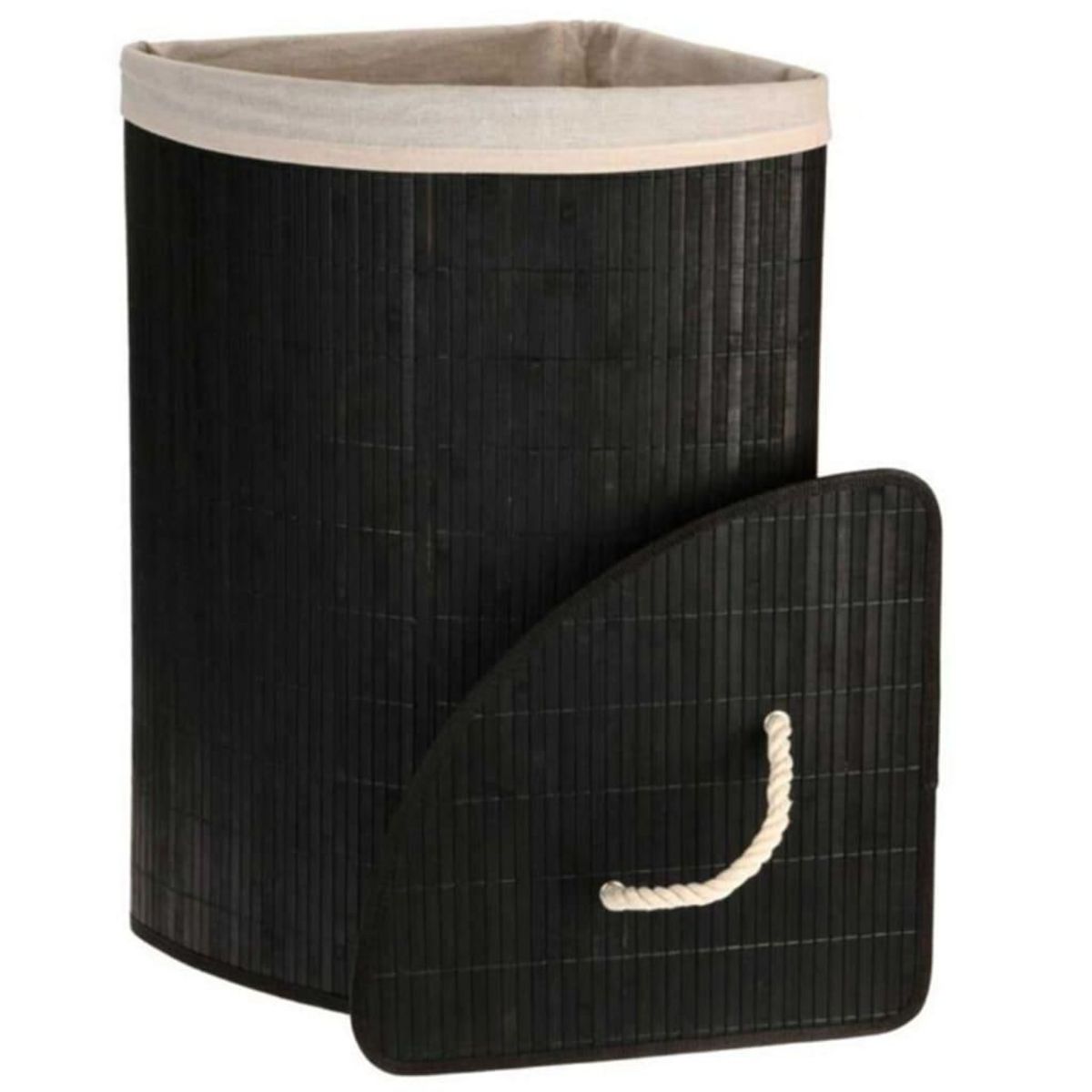  Bathroom Solutions Panier a linge d'angle Bambou Noir