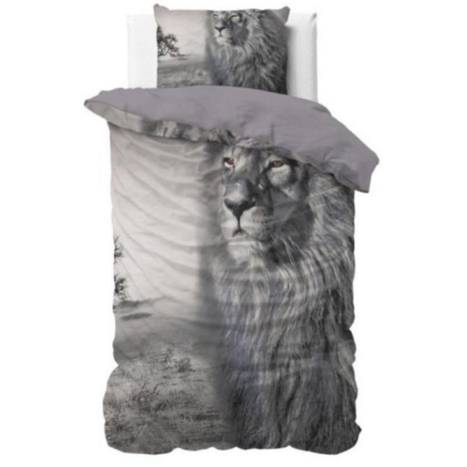 Home Animal Déco - Parure de Lit Double Coton Lion - Housse de Couette  200x220 cm 2 Taies d'oreiller pas cher 