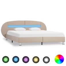 Cadre de lit avec LED Cappuccino Similicuir 180 x 200 cm