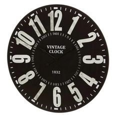 Horloge ronde noir Diam60cm Vintage Clock