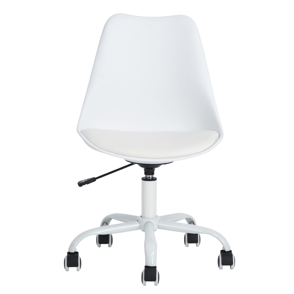 Chaise de bureau blanche de style minimaliste à roulettes, réglable en  hauteur, 47,5x43x80-88cm pas cher 