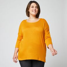 IN EXTENSO T-shirt manches 3/4 jaune moutarde grande taille femme