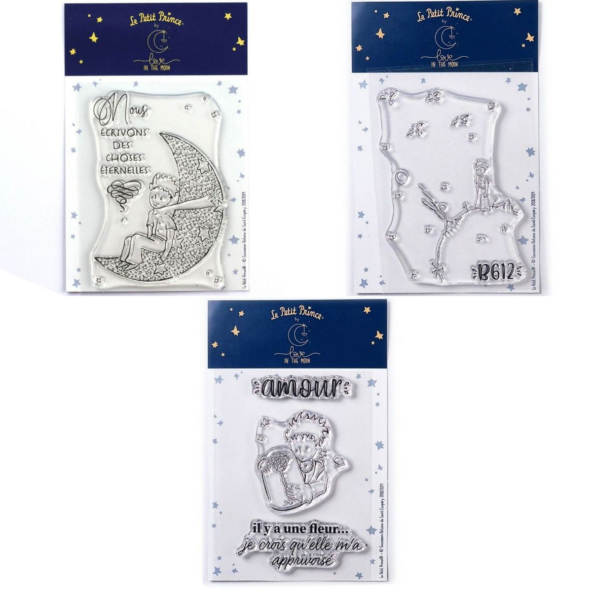 Youdoit 6 Tampons transparents Le Petit Prince et La lune + Paysage + Fleur