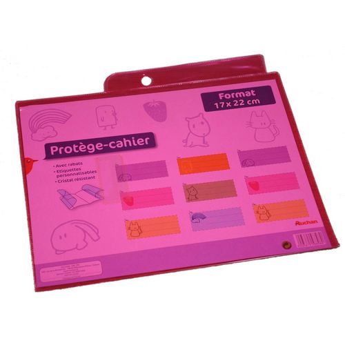 Protège cahiers 17x22cm à rabats cristal rose translucide