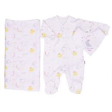SEVIRA KIDS Pyjama bébé avec bandana et lange en coton bio, Dreams SEVIRA KIDS (Rose)