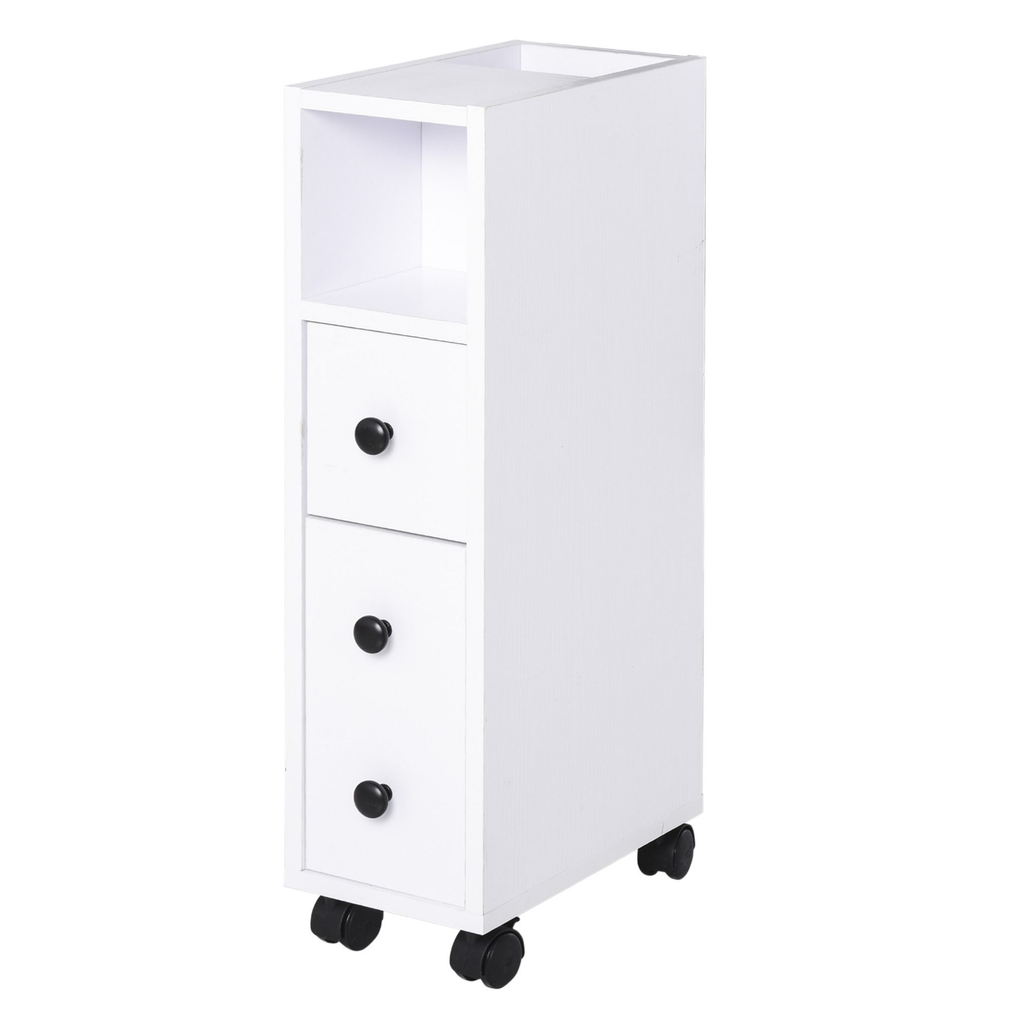 HOMCOM Commode meuble de rangement sur roulettes avec 2 portes