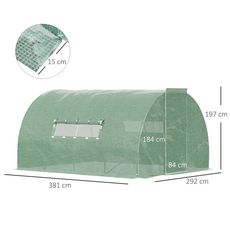 Serre de jardin tunnel 11 m² acier galvanisé renforcé diamètre 2,4 cm + PE haute densité fenêtres porte vert