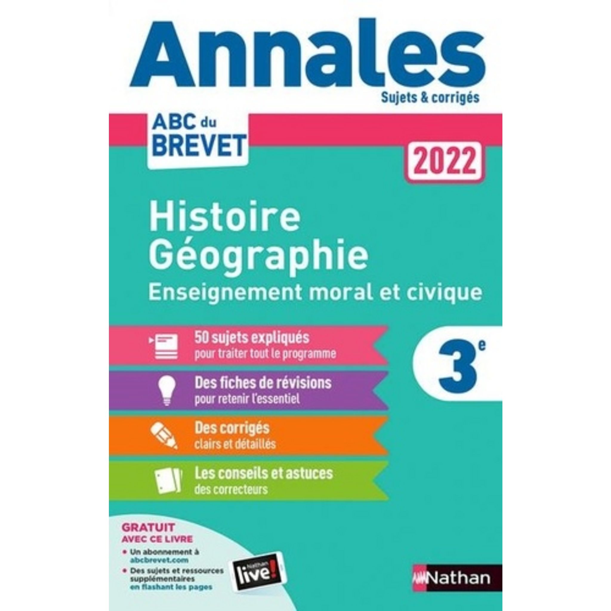 Fiche De Révision Brevet Maths Pdf 2022 ANNALES BREVET HISTOIRE GEOGRAPHIE ENSEIGNEMENT MORAL ET CIVIQUE 3E. SUJETS  ET CORRIGES, EDITION 2022, Pralon Grégoire pas cher - Auchan.fr