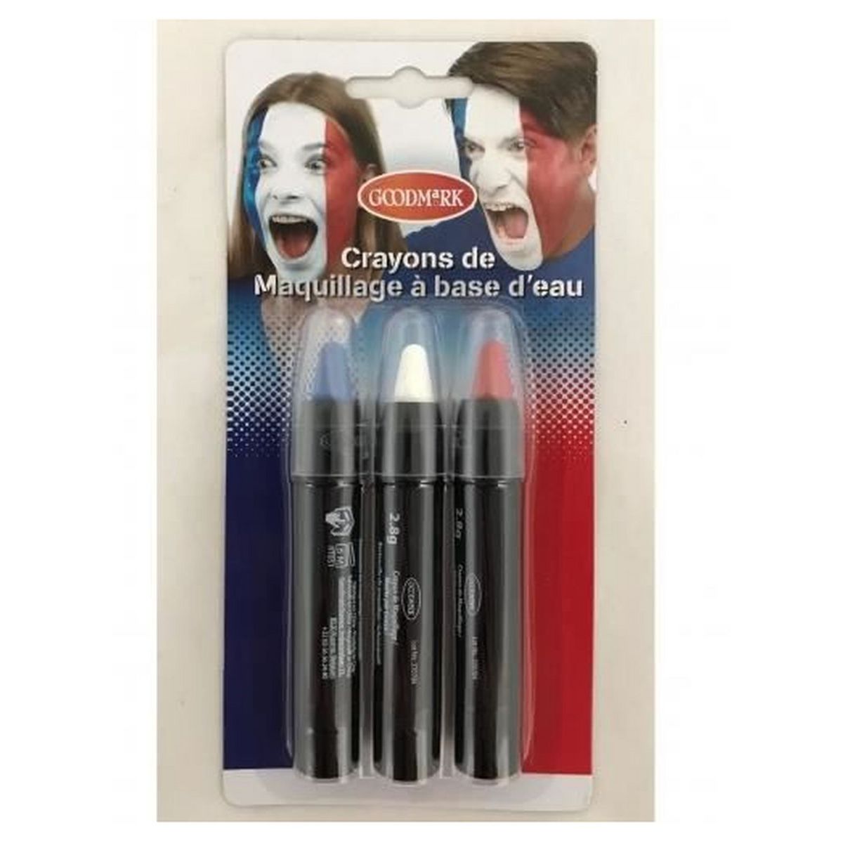 GOODMARK Crayons de maquillage bleu/blanc/rouge pas cher 