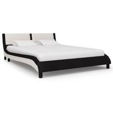Cadre de lit Noir et blanc Similicuir 135x190 cm