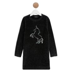 IN EXTENSO Robe tricot licorne fille (Gris anthracite)