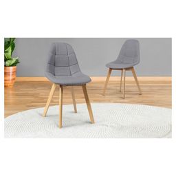 Lot De 4 Chaises Scandinave Tissu Lin, pieds en Hêtre