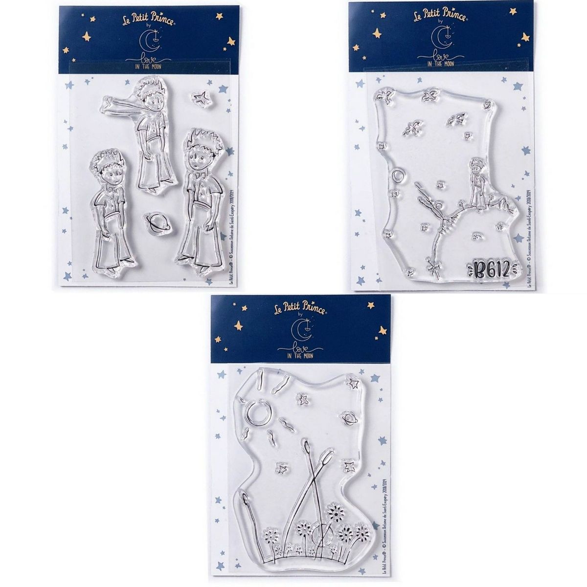 Youdoit 7 Tampons transparents Le Petit Prince Etoiles + Astéroïd + Paysage