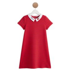 IN EXTENSO Robe à rayures col milano fille (Rouge )