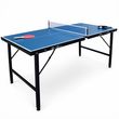 alice's garden mini table de ping pong 150x75cm - table pliable indoor bleue. avec 2 raquettes et 3 balles. valise de jeu pour utilisation intérieure. sport tennis de table