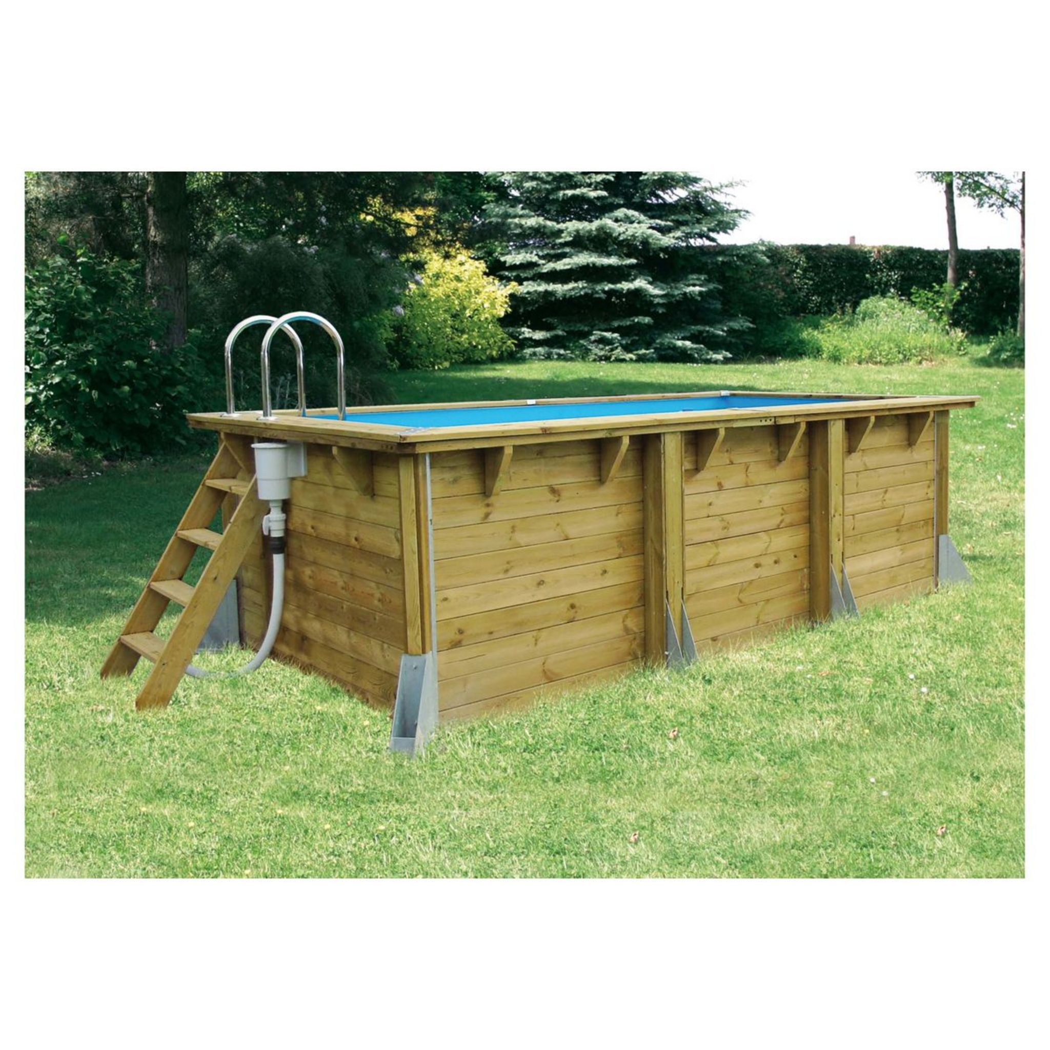 Montage piscine hors sol en bois rectangulaire Ubbink 
