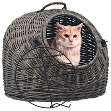 Cage de transport pour chats Gris 60x45x45 cm Saule naturel