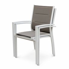 Alice's Garden Lot de 2 fauteuils - Chicago - En aluminium  et textilène, empilables (Taupe)