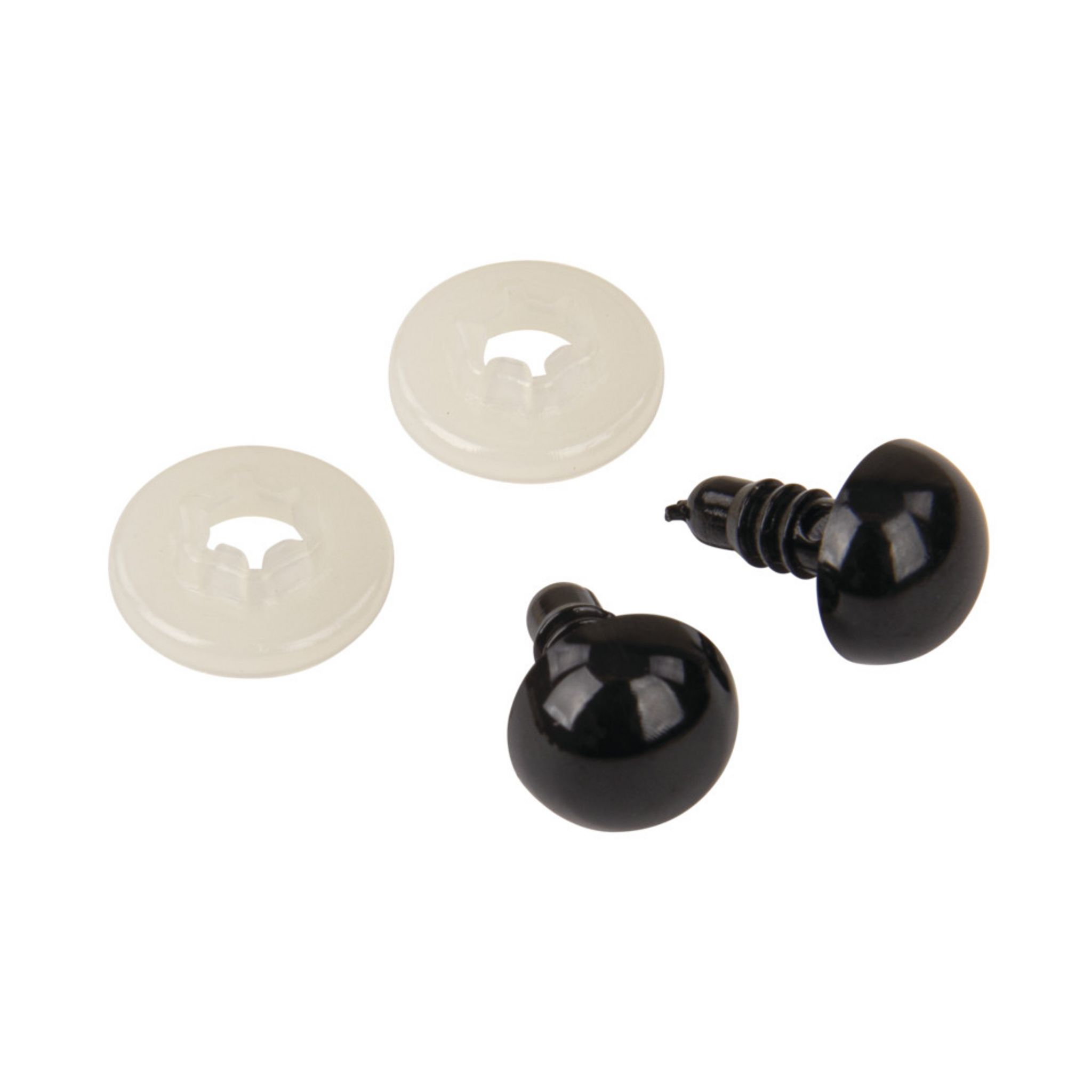 Yeux de sécurité ronds noirs 12 mm avec rondelles : 4 paires