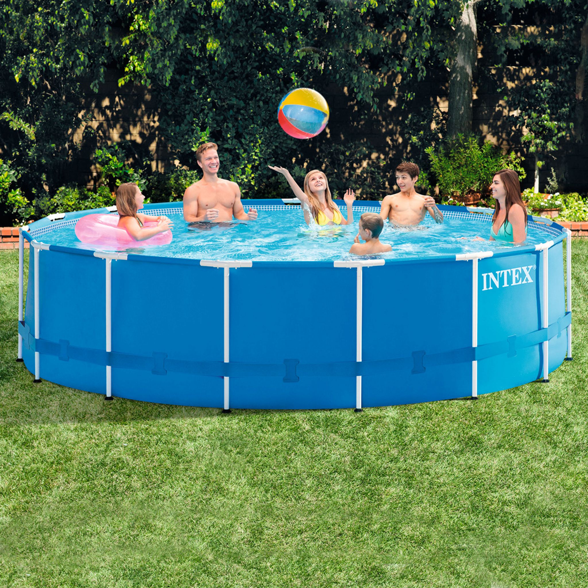 INTEX Piscine tubulaire 4,57 x 1,22m metal frame pas cher 