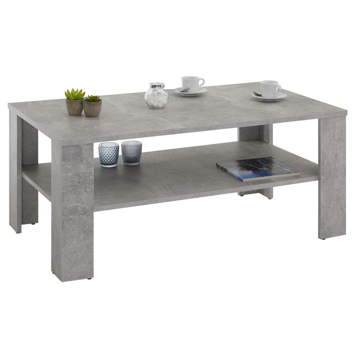 IDIMEX Table basse LORIENT, table de salon rectangulaire avec 1 étagère espace de rangement ouvert, en mélaminé décor béton
