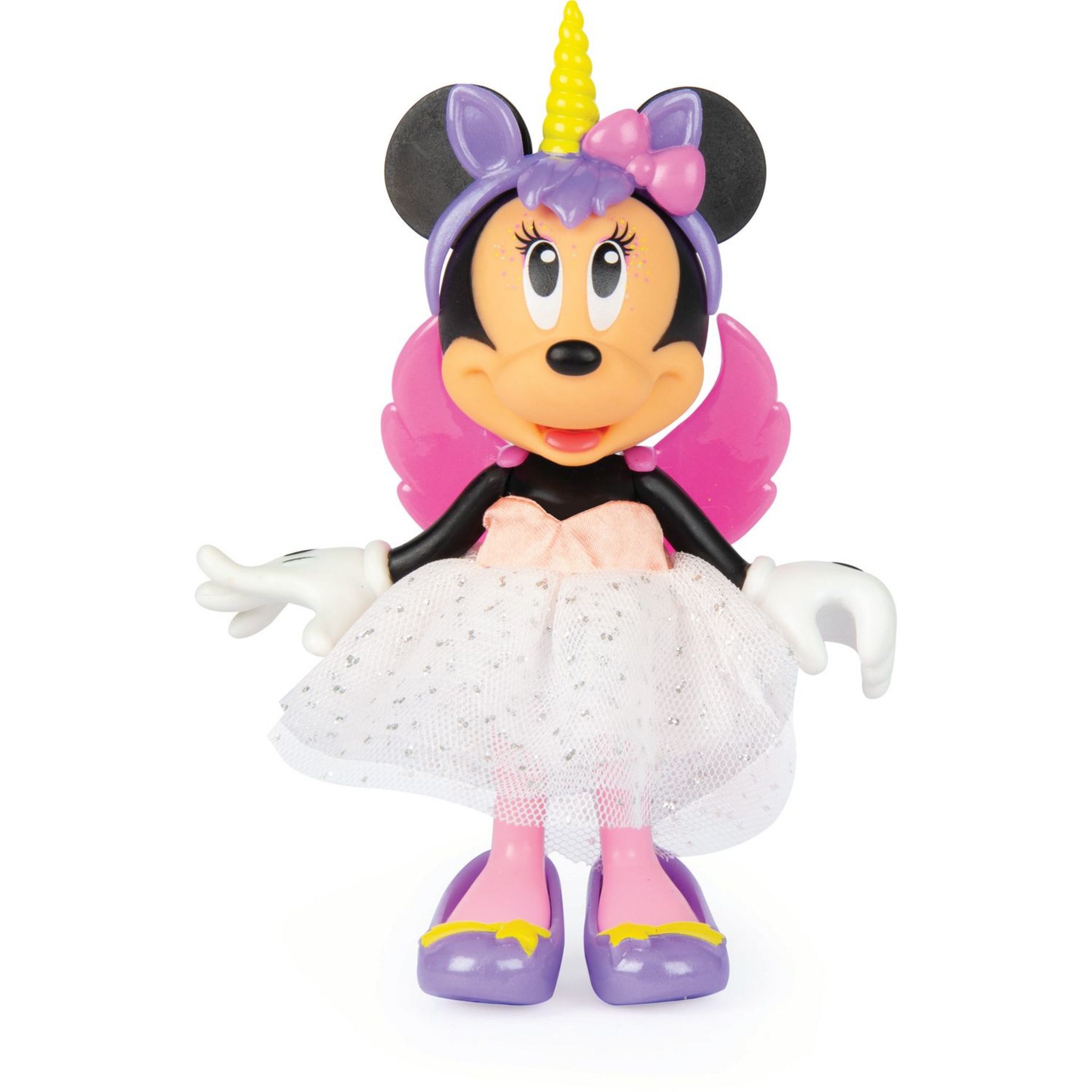 Figurine Minnie Fashionista Licorne Arc en ciel 15 cm avec 2