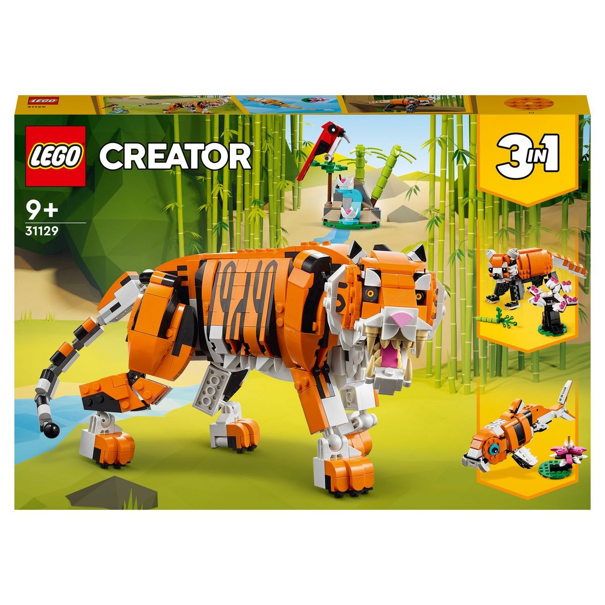 LEGO Creator 3 en 1 31129 Sa Majesté le Tigre, Jouet pour Filles et Garçons dès 9 Ans