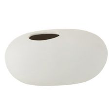 Vase Design  Ovale Céramique  25cm Blanc Mat