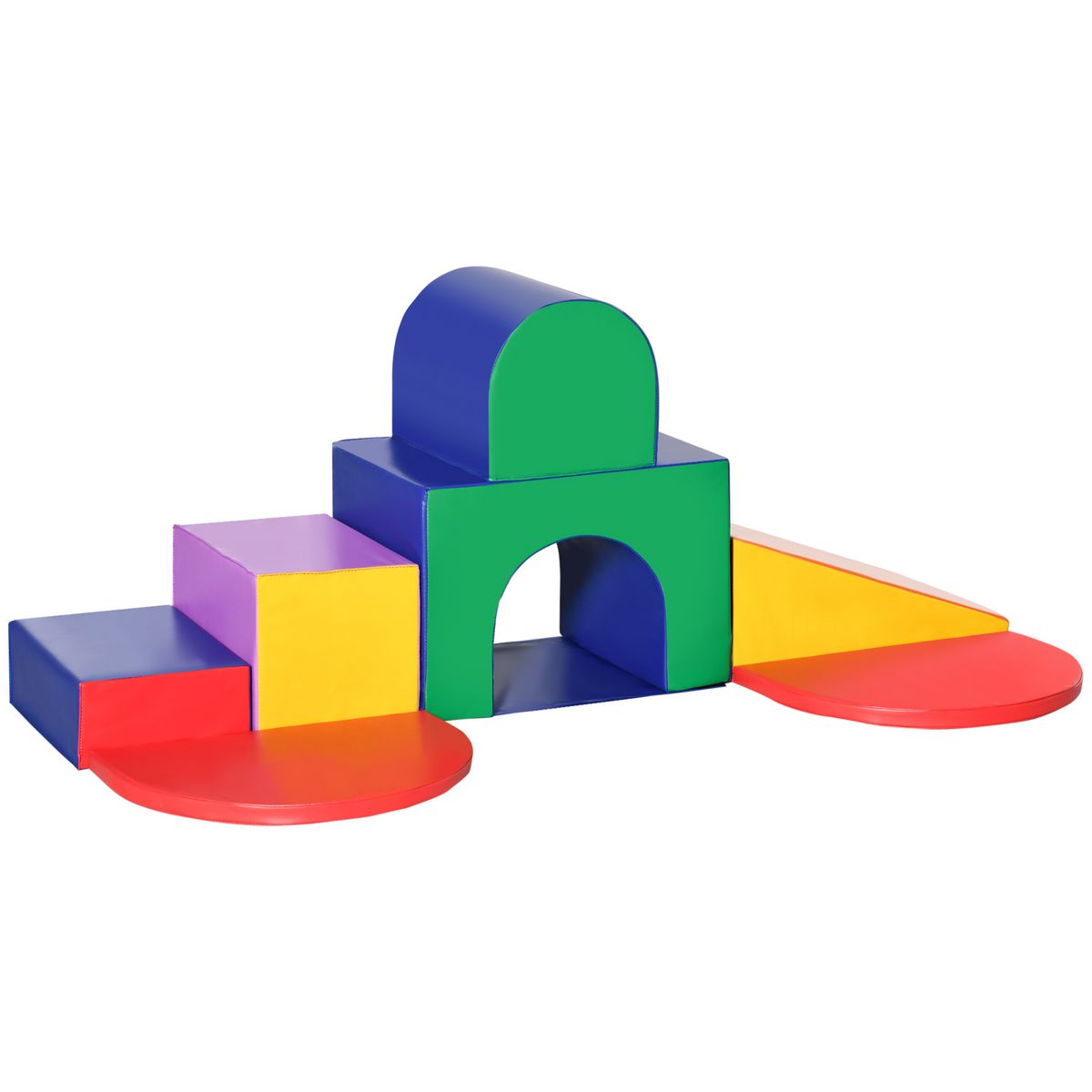 HOMCOM 7 blocs de construction en mousse XXL - modules de motricité -  jouets éducatifs - certifiés normes EN71-1-2-3 - mousse EPE revêtement PU  multicolore pas cher 