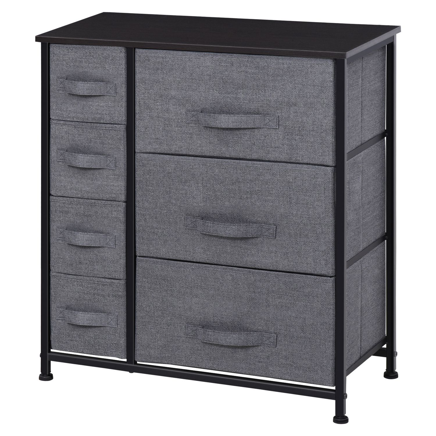 Commode Meuble De Rangement 5 Tiroirs Pliables En Tissu 58 X 29 X 99 Cm