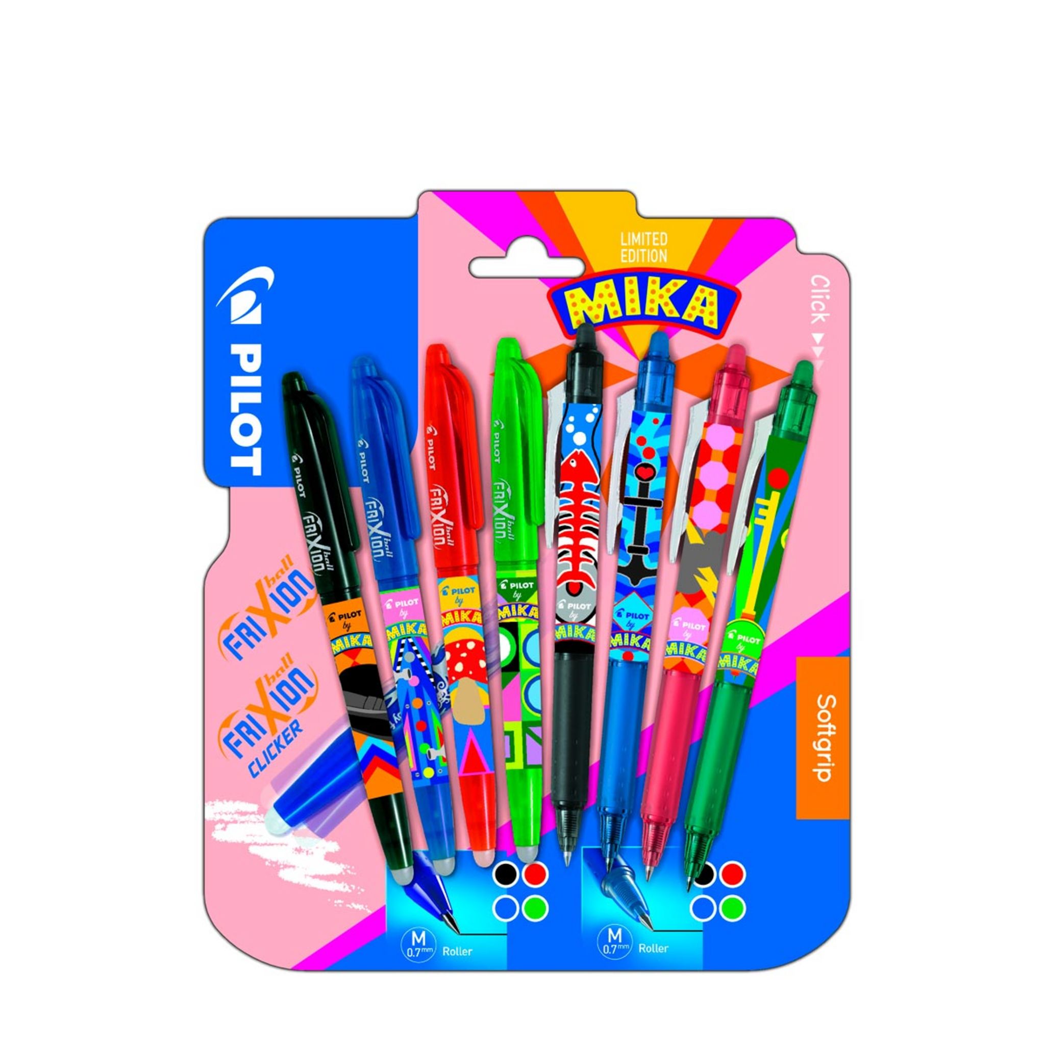 PILOT Lot de 4 stylos effaçables Frixion ball + 4 Frixion clicker  collection Mika pas cher 